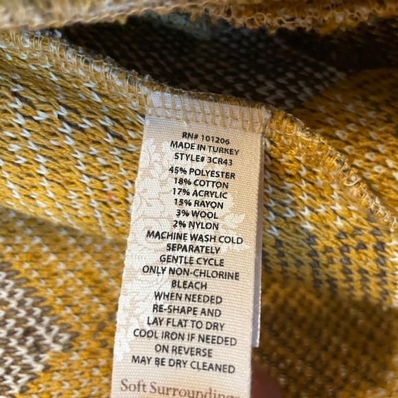 NWOT Soft Surroundings Fall Fling Sweater Jacket Size Petite Small Yellow Gray - Picture 7 of 7